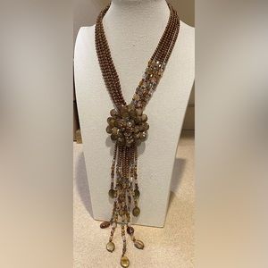 Joan Rivers Starlet Necklace Golden/Amber w/ 3” Extender Excellent LN Condition